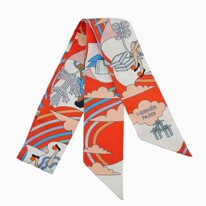 Hermès—Vintage Red & White Twilly Scarf